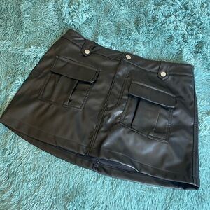 Black Faux Leather Mini Skirt